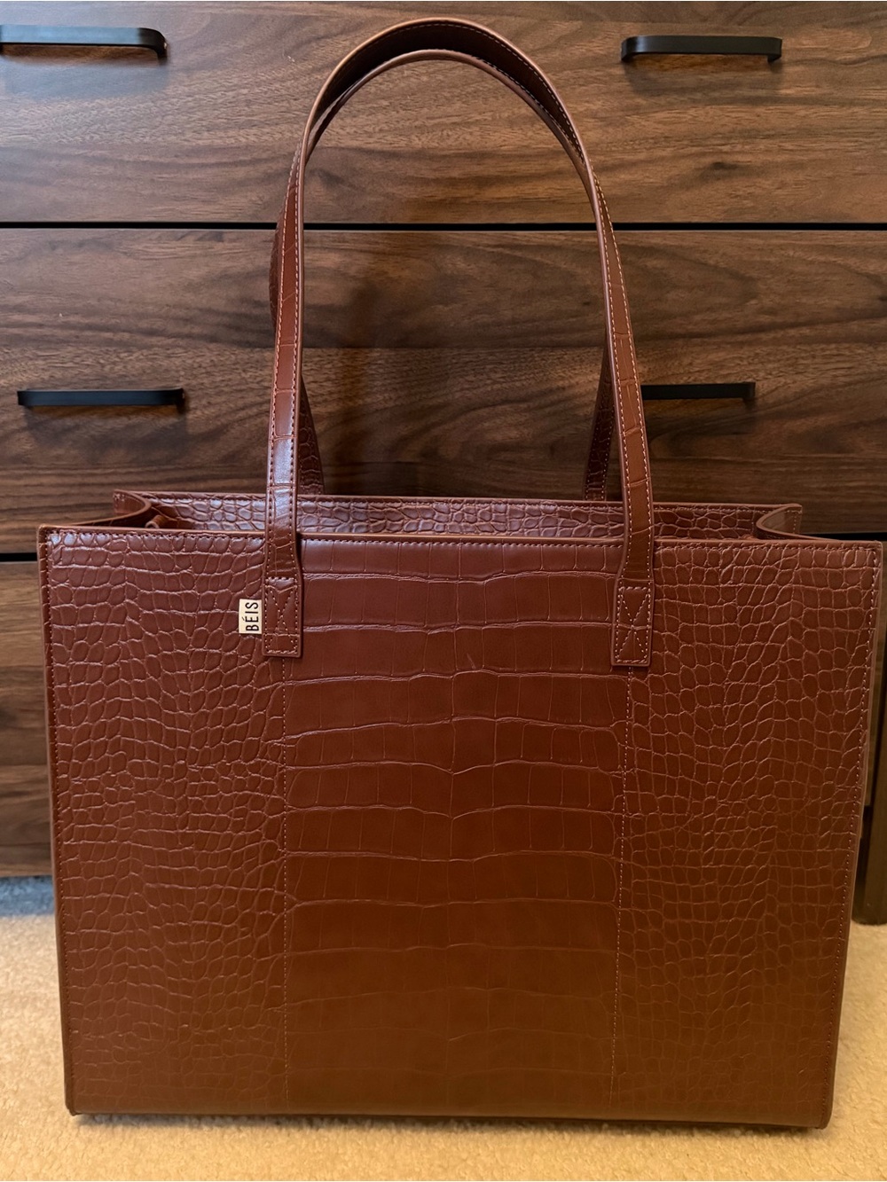 BEIS Large Work Tote - Maple Croc